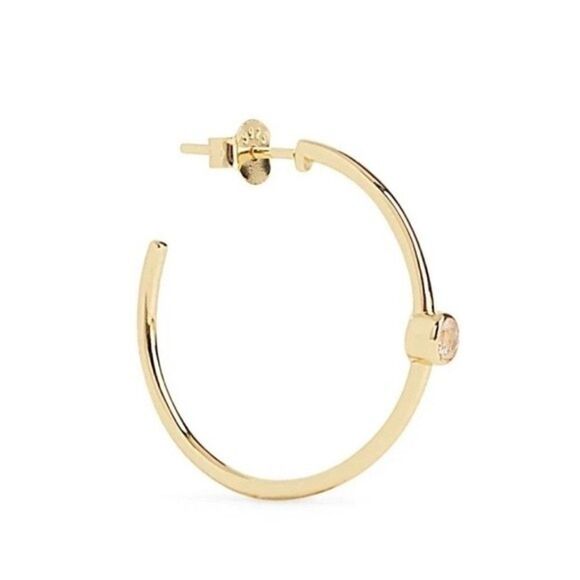 Marrin Costello Curateur Hoop Earrings 14k Gold Plated Sterling Silver Topaz NWT - Picture 12 of 12